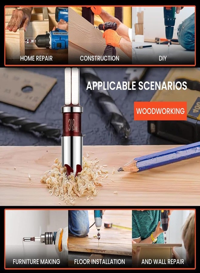 Serplex® Steel Countersink Drill Bit Set, 5Pcs, Sizes 3/4'' to 1/4'', Heavy Duty 82-Degree 5-Blade Design, Quick-Change Hex Shank, Versatile for Wood, Metal, Plastic, DIY & Professional Use - Image 4